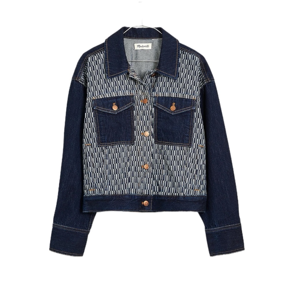 NWOT Madewell Dark Indigo Patterned Denim Jacket